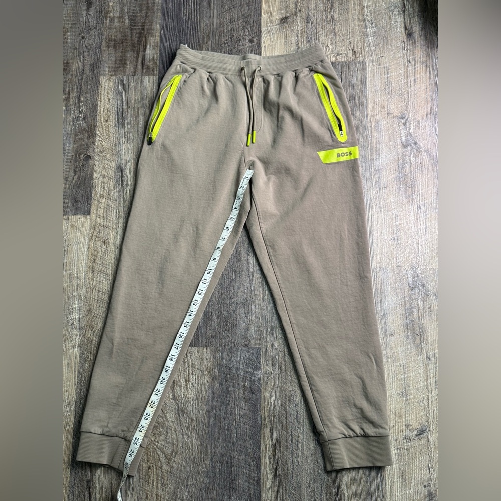Boss Men’s Medium Tan Sweatpants with Green Logo Sweatshirt Sold Separately